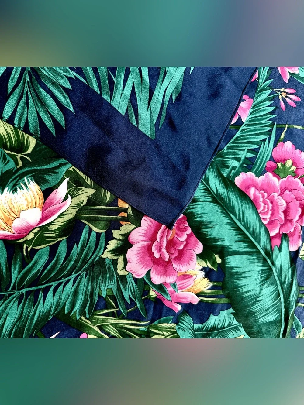 Vintage Museum Fine Arts Boston Multicolor Floral Hand Rolled Silk Scarf 34” Sq.
